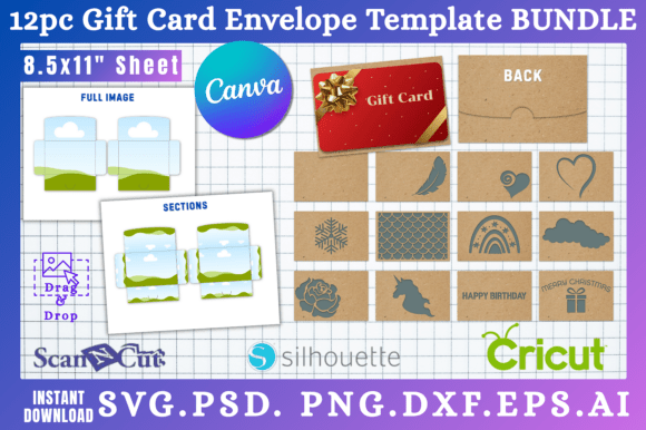12 Gift Card Envelope Templates Bundle
