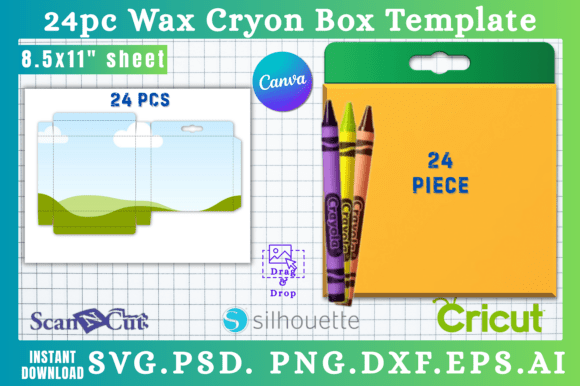 24pc Wax Cryon Box SVG & Canva Templates: Your All-in-One Packaging Solution