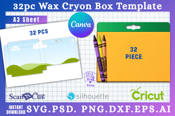 32pc Wax Cryon Box SVG & Canva Templates: Your Next Creative Launchpad