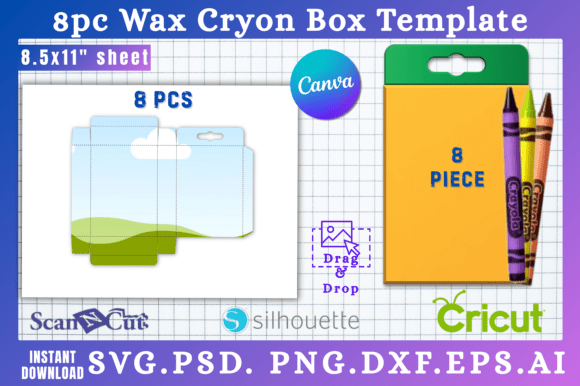 8pc Wax Cryon Box SVG & Canva Templates: Your Next Creative Project Starts Here