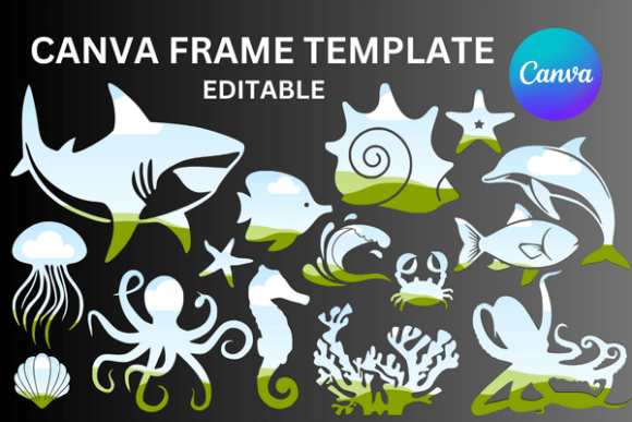 Dive into Creativity with Ocean Animals Canva Frame Templates
