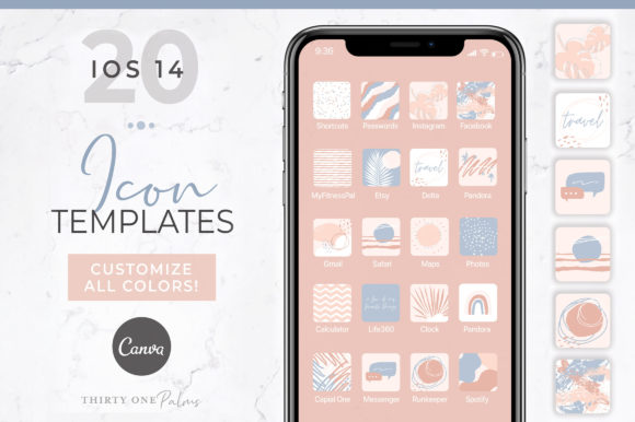 IOS 14 Icon Canva Templates | Rose: A Fresh Aesthetic for Your iPhone
