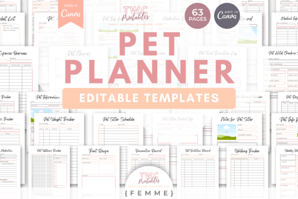 Streamline Pet Care with Pet Planner Canva Templates | FEMME