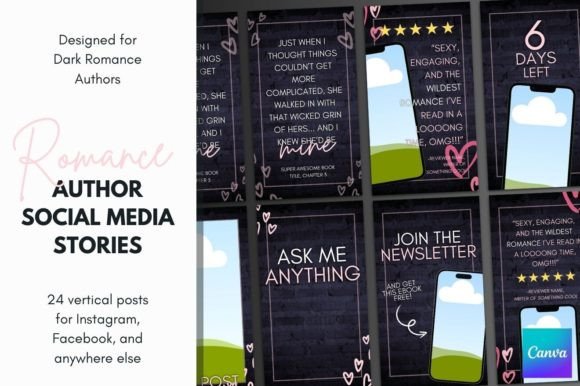 Streamline Your Author Marketing with Canva Romance Author Story Templates
