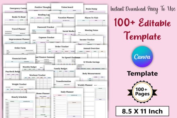 Transform Your Productivity: 100+ Editable Canva Templates