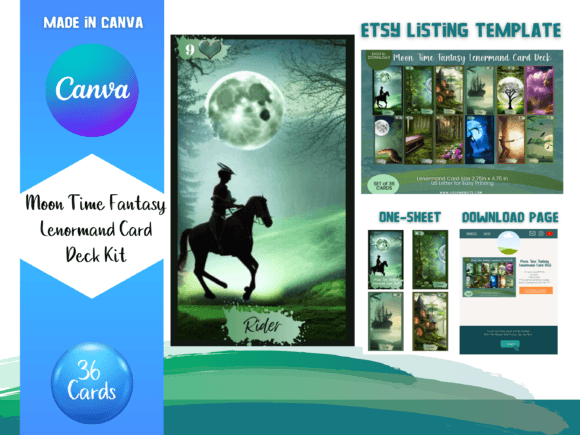 Unlock Mystical Design with Fantasy Lenormand Card Canva Templates